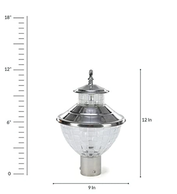 Das-GL-P Gate Light Silver Metal Main Gate Lamp Exterior / Outdoor Light / Gate Light / Garden Lamp / Pillar Lamp / Gardner Lights (Bulb Not Included) (Pack of 2) - Silver, NA